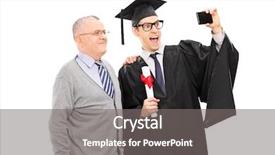  Presentation with self esteem for a college student - PPT theme with college graduate taking a selfie background and a gray colored foreground