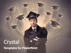 College Graduate With Many Flying PPT template 77 | CrystalGraphics