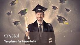  Presentation with college - Audience pleasing slide deck consisting of college graduate with many flying backdrop and a gray colored foreground