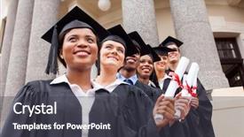  Presentation with graduation - Slide set featuring group of happy college graduates on graduation day background and a dark gray colored foreground