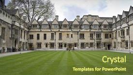  Presentation with united kingdom - PPT theme with college in oxford university united background and a tawny brown colored foreground
