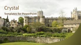  Presentation with united kingdom - Slide set featuring college in oxford university united background and a sky blue colored foreground