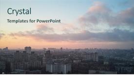  Presentation with infrastructure - PPT layouts consisting of college infrastructure - birdseye view of the city background and a sky blue colored foreground