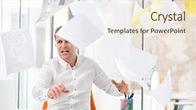  Presentation with office - Cool new theme with college interns - frustrated businessman throwing documents backdrop and a  colored foreground