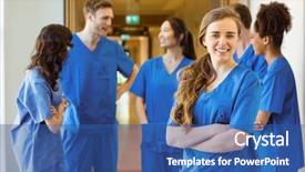  Presentation with medical student - Cool new slides with college interns - medical student smiling backdrop and a ocean colored foreground