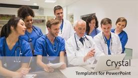  Presentation with medical students - Cool new presentation theme with college interns - medical students and professor using backdrop and a soft green colored foreground