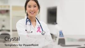  Presentation with medical student - Colorful presentation design enhanced with college interns - pink breast cancer awareness ribbon backdrop and a light gray colored foreground