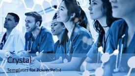  Presentation with medical students - Presentation design having college interns - science graphic against medical students background and a teal colored foreground