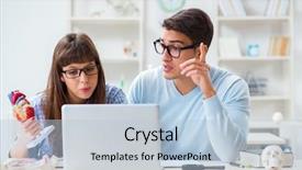  Presentation with medical students - Colorful presentation theme enhanced with college interns - two medical students studying backdrop and a light blue colored foreground