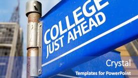  Presentation with college success - Theme featuring university success - college just ahead blue road background and a teal colored foreground