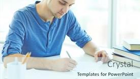  Presentation with answer sheet - Amazing PPT theme having college-learner-working-with-answer and a sky blue colored foreground