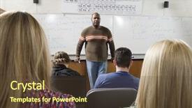  Presentation with african american adults in classroom - PPT theme with college lecture - african american male professor teaching background and a tawny brown colored foreground