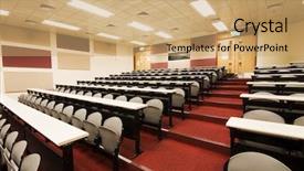  Presentation with chairs - Audience pleasing presentation theme consisting of college lecture - leacture room with many chairs backdrop and a coral colored foreground