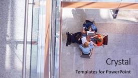  Presentation with teamwork school - Presentation design featuring college lifestyle - students group working on school background and a light blue colored foreground