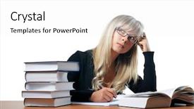  Presentation with feasibility study - PPT theme having college money - young study female on white background and a  colored foreground