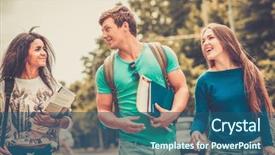  Presentation with multi ethnic group - Theme consisting of college notebook - group of multi ethnic students background and a ocean colored foreground