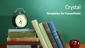  Presentation with school apple - Cool new PPT layouts with college orientation - back to school books apple backdrop and a seafoam green colored foreground