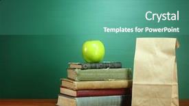  Presentation with school orientation - Beautiful slide deck featuring college orientation - back to school books apple backdrop and a teal colored foreground