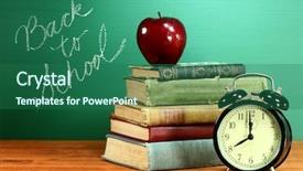  Presentation with school apple - Slide deck having college orientation - back to school books apple background and a ocean colored foreground