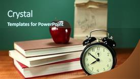  Presentation with school orientation - Colorful slide deck enhanced with college orientation - clock apple and stack backdrop and a ocean colored foreground