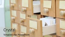  Presentation with library orientation - Presentation theme having college orientation - image of a library catalog background and a coral colored foreground