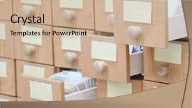  Presentation with library orientation - Presentation theme featuring college orientation - image of a library catalog background and a soft green colored foreground