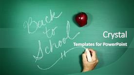  Presentation with back school - PPT theme consisting of college orientation - message of back to school background and a teal colored foreground