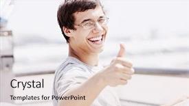  Presentation with tourist - Beautiful presentation theme featuring college orientation - young hispanic man wearing glasses backdrop and a lemonade colored foreground