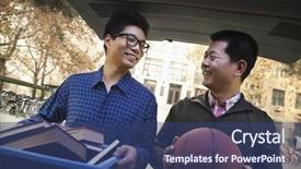  Presentation with college - Slide deck with transport college - father and son in back background and a ocean colored foreground