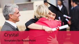  Presentation with female - Cool new theme with hugging her mother after graduation backdrop and a red colored foreground