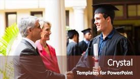  Presentation with graduation - Slide set consisting of congratulating his son on graduation background and a tawny brown colored foreground