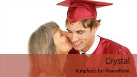  Presentation with mother and doula during labor - Presentation theme with parents college - young graduate receiving a kiss background and a red colored foreground