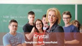  Presentation with millennial students - Theme enhanced with college professor - cheerful students standing in front background and a red colored foreground