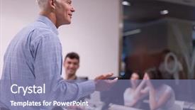  Presentation with students - Beautiful PPT layouts featuring college professor - handsome mature teacher and students backdrop and a coral colored foreground