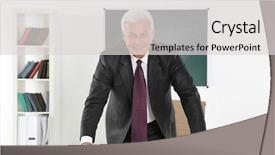  Presentation with professor - Amazing PPT layouts having college professor - senior teacher at lesson backdrop and a light gray colored foreground