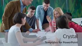  Presentation with college students - Cool new PPT theme with college professor - senior teacher with group backdrop and a light gray colored foreground