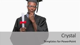  Presentation with african american protest - Audience pleasing presentation theme consisting of college questions - young graduated african american man backdrop and a light gray colored foreground