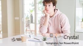  Presentation with student writing - Presentation theme consisting of college questions - young student man writing background and a lemonade colored foreground