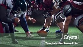  Presentation with football players field - PPT theme featuring college readiness - american football players are ready background and a  colored foreground