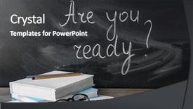  Presentation with ready - Beautiful presentation theme featuring college readiness - blackboard with question are you backdrop and a  colored foreground