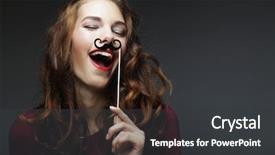  Presentation with child girl reading a book - PPT theme featuring college readiness - girl wearing fake mustaches ready background and a dark gray colored foreground