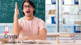  Presentation with classroom - Presentation theme consisting of college readiness - young male student background and a coral colored foreground