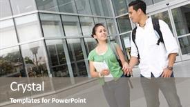  Presentation with college students - Presentation theme having college reading the newspaper background and a gray colored foreground