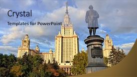  Presentation with university building - Colorful slides enhanced with college scholarships - m v lomonosov monument backdrop and a light blue colored foreground
