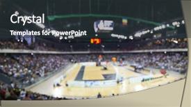  Presentation with sports arena - PPT layouts featuring college soccer - defocused background of sports arena background and a tawny brown colored foreground