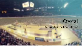  Presentation with sports arena - PPT layouts with college soccer - defocused background of sports arena background and a coral colored foreground