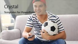  Presentation with football afl - Slide deck featuring college soccer - teenager watching football match background and a light gray colored foreground