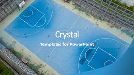  Presentation with recreation - Presentation theme featuring college soccer - top view of the recreation background and a teal colored foreground