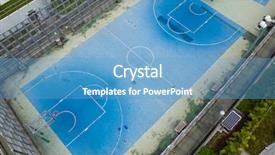  Presentation with recreation - Cool new presentation theme with college soccer - top view of the recreation backdrop and a teal colored foreground