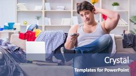  Presentation with messy - PPT layouts enhanced with college soccer - young man working studying background and a ocean colored foreground